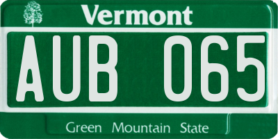 VT license plate AUB065