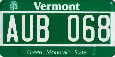 VT license plate AUB068