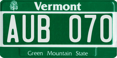 VT license plate AUB070