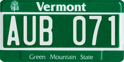 VT license plate AUB071
