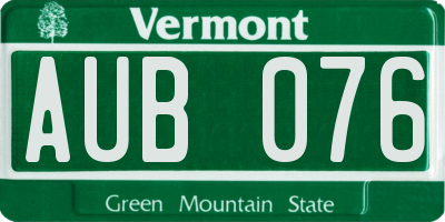 VT license plate AUB076