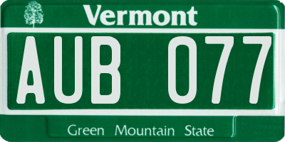 VT license plate AUB077