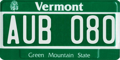 VT license plate AUB080