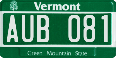 VT license plate AUB081