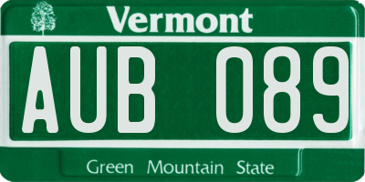 VT license plate AUB089