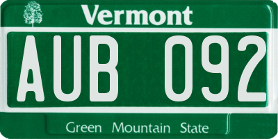 VT license plate AUB092