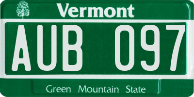 VT license plate AUB097