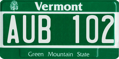 VT license plate AUB102