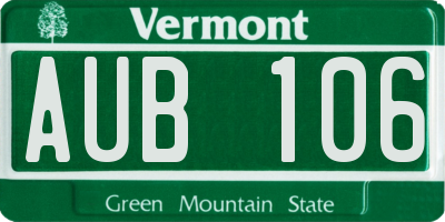 VT license plate AUB106