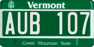 VT license plate AUB107