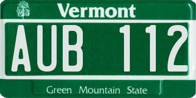 VT license plate AUB112
