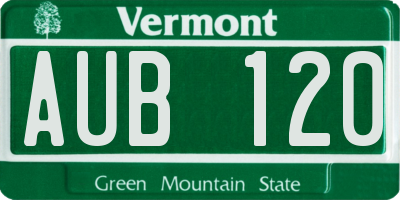 VT license plate AUB120