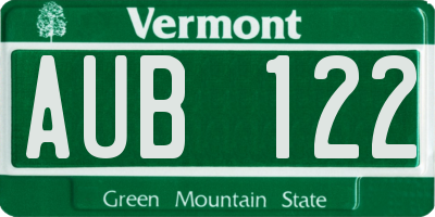 VT license plate AUB122