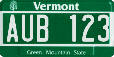 VT license plate AUB123