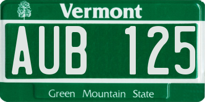 VT license plate AUB125