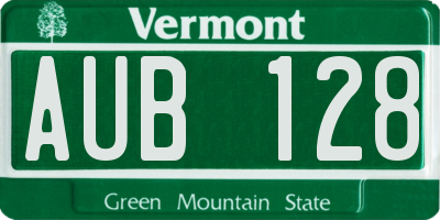 VT license plate AUB128