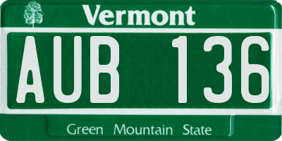 VT license plate AUB136
