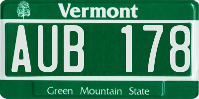 VT license plate AUB178