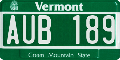 VT license plate AUB189