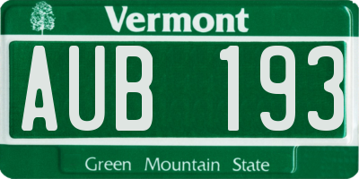 VT license plate AUB193