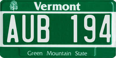 VT license plate AUB194