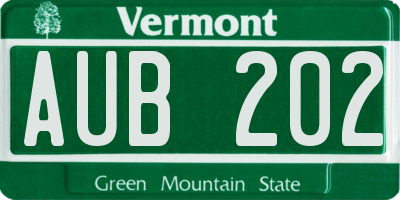VT license plate AUB202