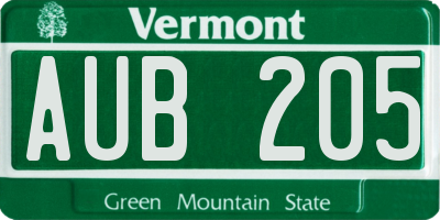 VT license plate AUB205