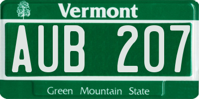 VT license plate AUB207