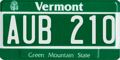 VT license plate AUB210
