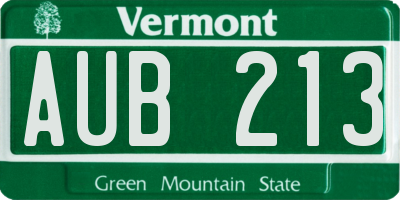VT license plate AUB213