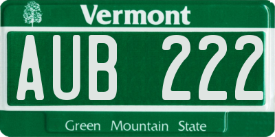 VT license plate AUB222