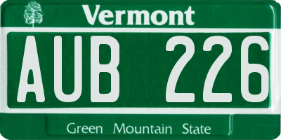VT license plate AUB226