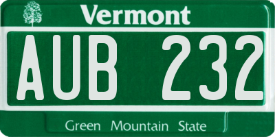 VT license plate AUB232