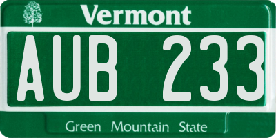 VT license plate AUB233