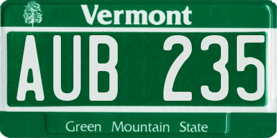 VT license plate AUB235