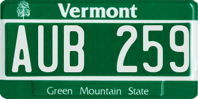 VT license plate AUB259