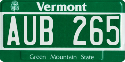 VT license plate AUB265