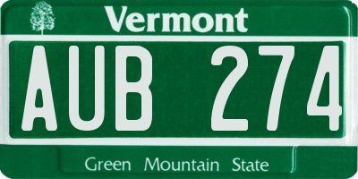 VT license plate AUB274