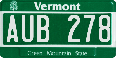 VT license plate AUB278