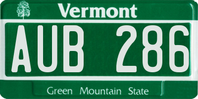 VT license plate AUB286