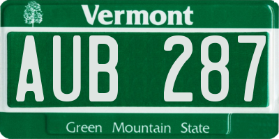 VT license plate AUB287