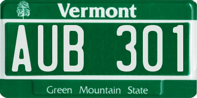 VT license plate AUB301
