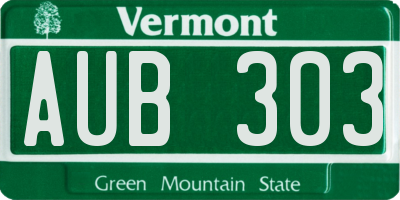 VT license plate AUB303