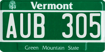 VT license plate AUB305