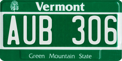 VT license plate AUB306