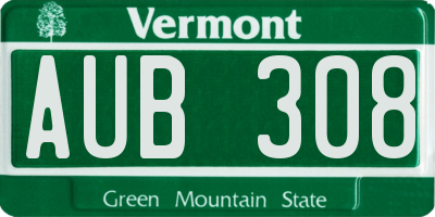VT license plate AUB308