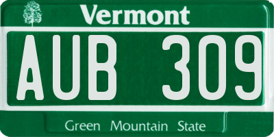VT license plate AUB309