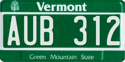 VT license plate AUB312