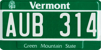 VT license plate AUB314