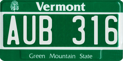 VT license plate AUB316